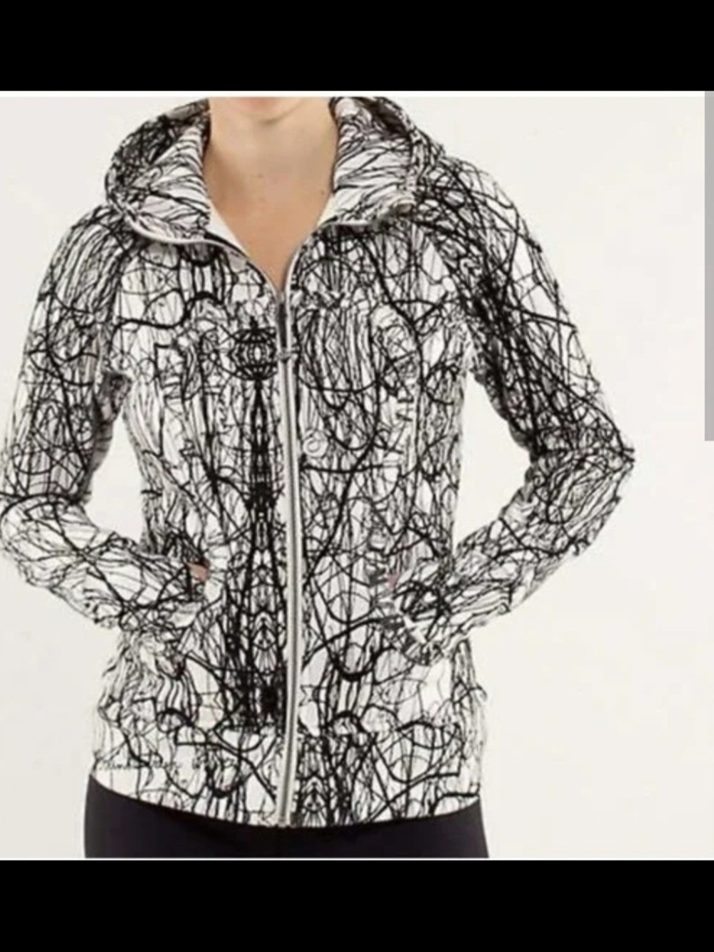 lululemon SCUBA athletica Black & White Abstract Scribble Zip Jacket
